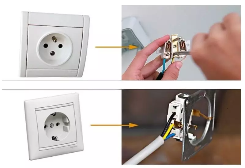 Установка розетки с заземлением